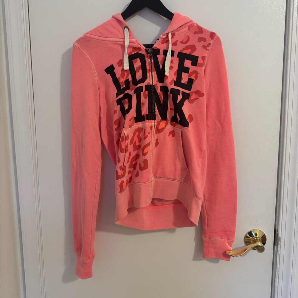 2011 Leopard Coral VS Pink Zip Up Hoodie Rare